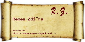 Remes Zóra névjegykártya